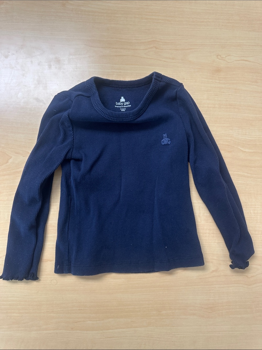 GAP Baby Navy Ribbed Long-Sleeve Tee